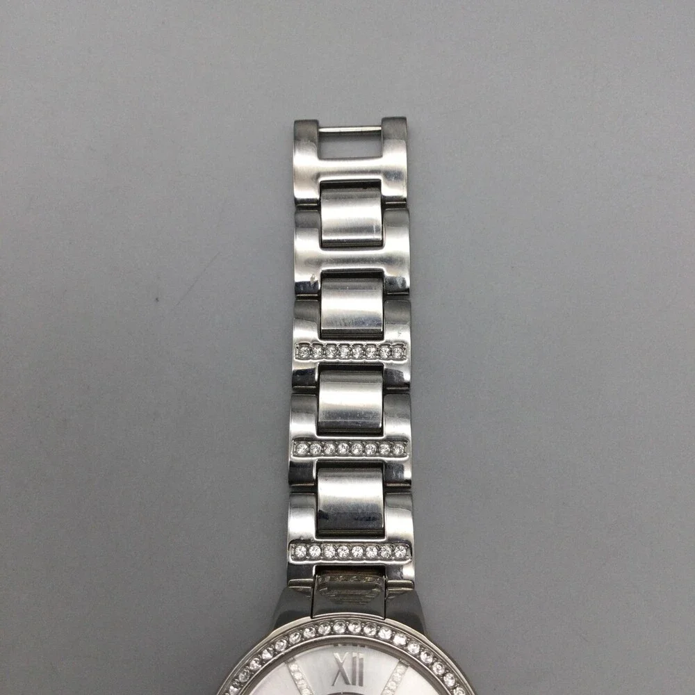 Fossil Womens Watch 29mm Silver Tone Crystals Stainless ES3292 New Battery 6.25